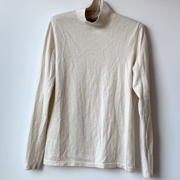 Kit&Ace Merino Wool Fitted Turtleneck Mock Neck Shirt Beige Cream XL - Picture 2 of 10